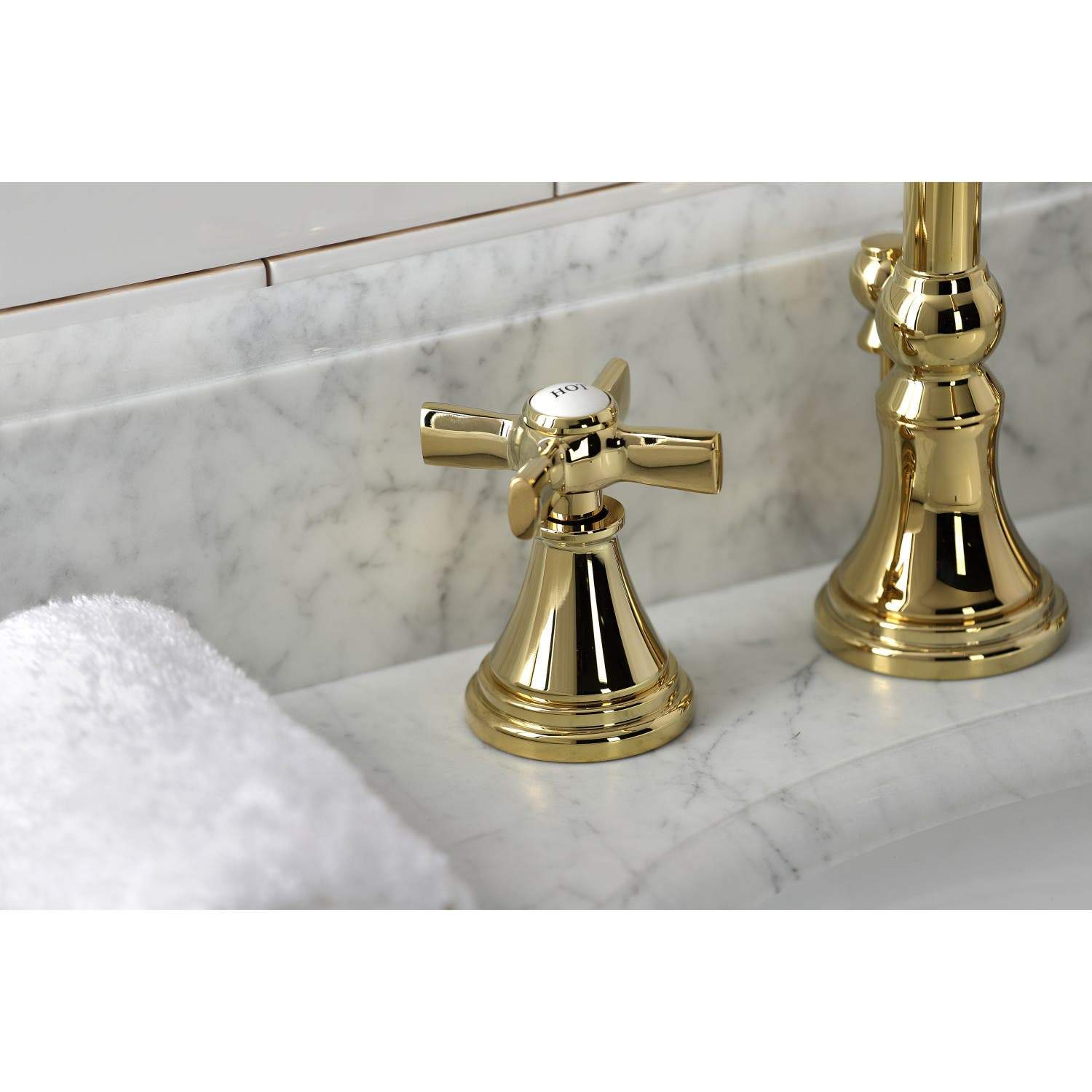 Kingston Brass KS298XZX-P Millennium Widespread Bathroom Faucet with Brass Pop-Up