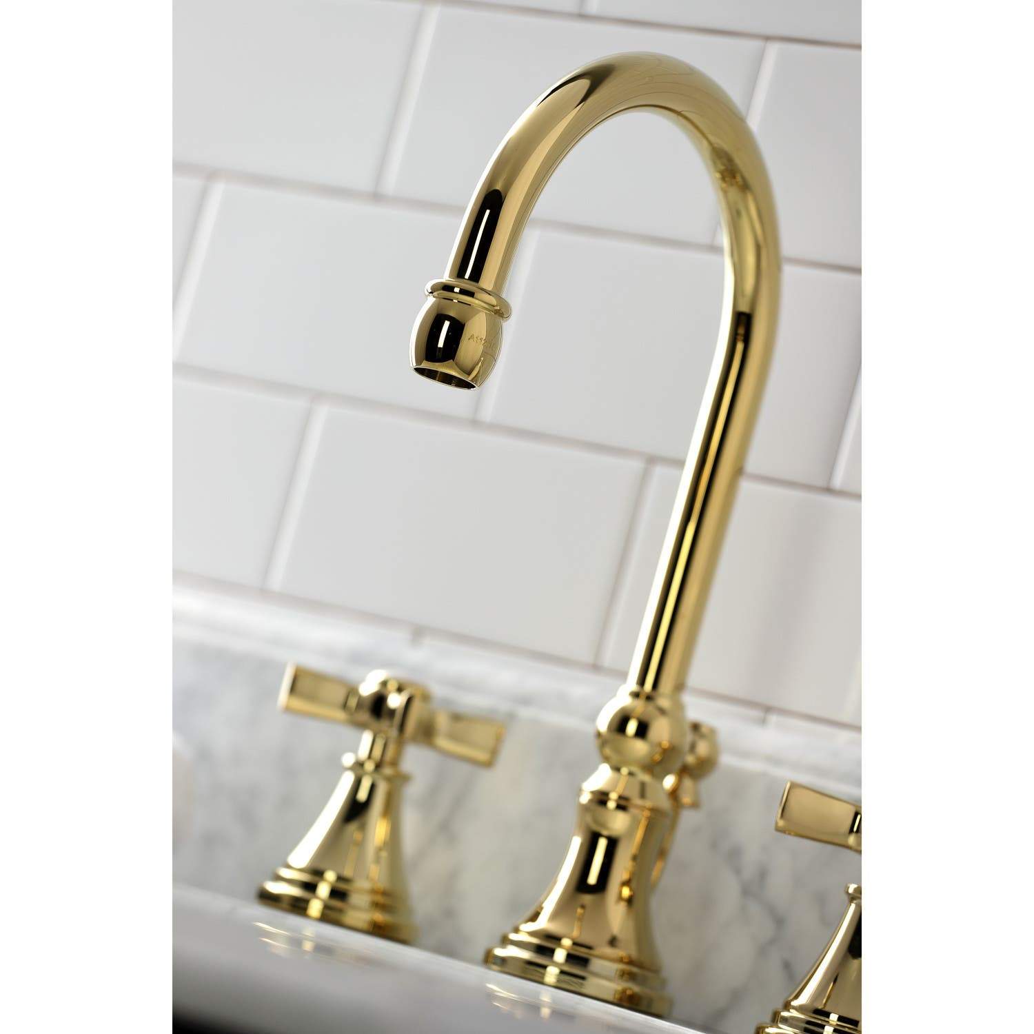 Kingston Brass KS298XZX-P Millennium Widespread Bathroom Faucet with Brass Pop-Up