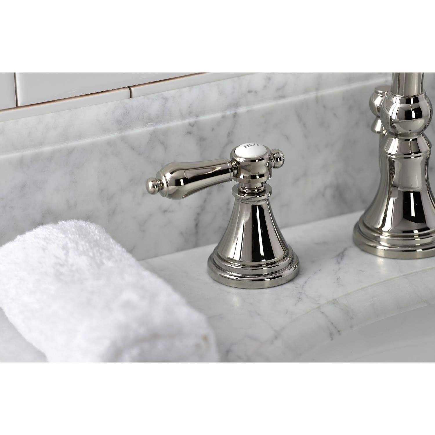 Kingston Brass KS298XBAL-P Heirloom Widespread Bathroom Faucet with Brass Pop-Up