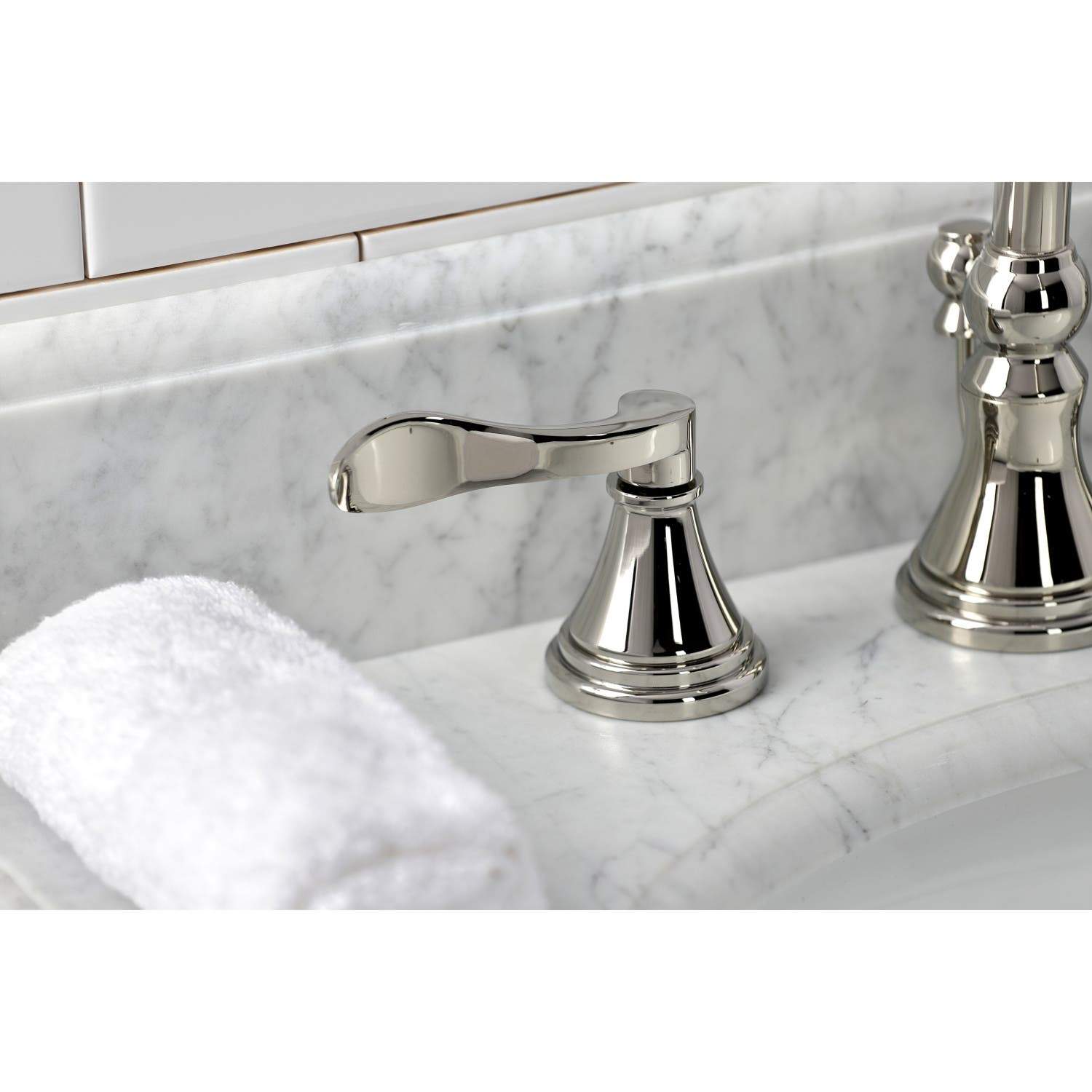 Kingston Brass KS298XDFL-P NuFrench Widespread Bathroom Faucet with Brass Pop-Up
