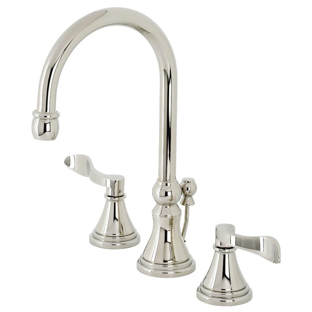 Kingston Brass KS298XDFL-P NuFrench Widespread Bathroom Faucet with Brass Pop-Up