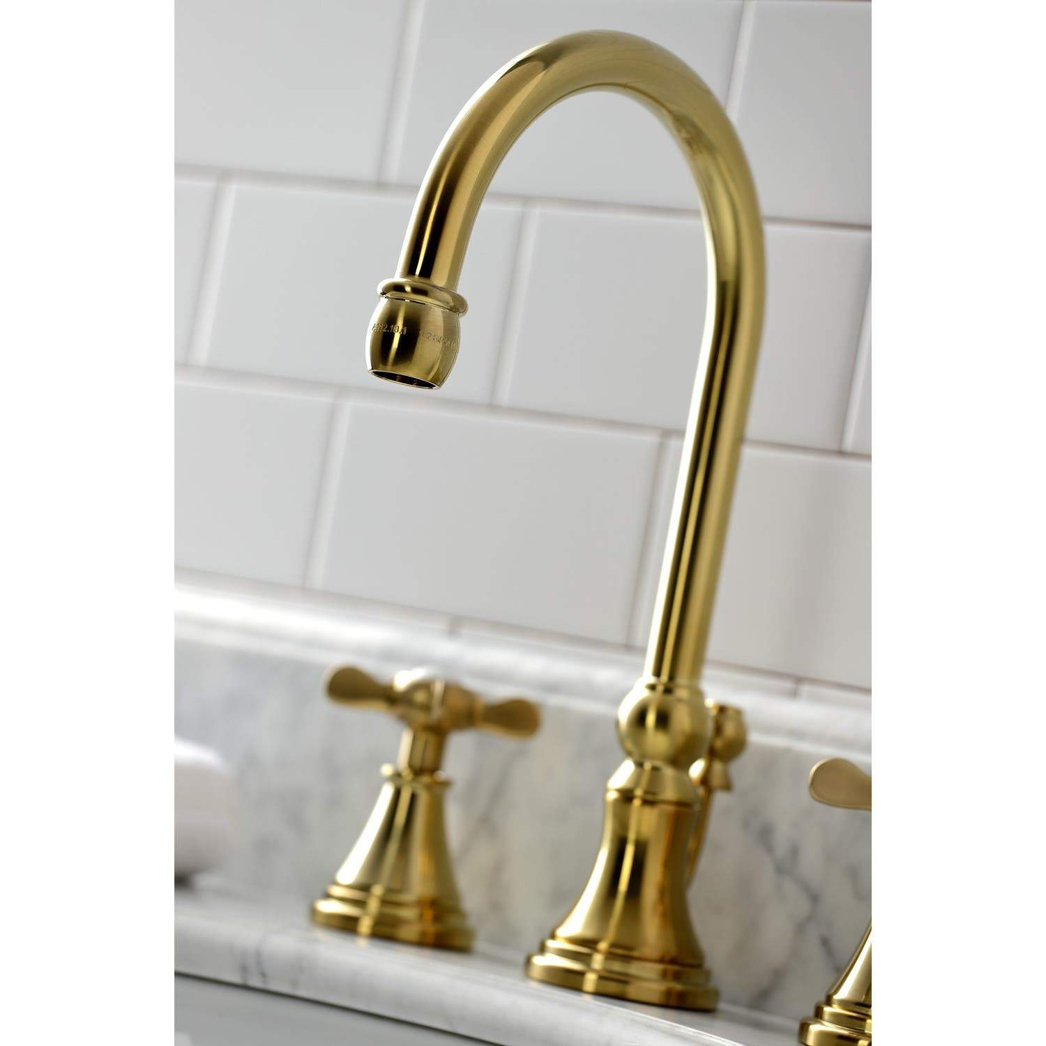 Kingston Brass KS298XBEX-P Essex Widespread Bathroom Faucet with Brass Pop-Up