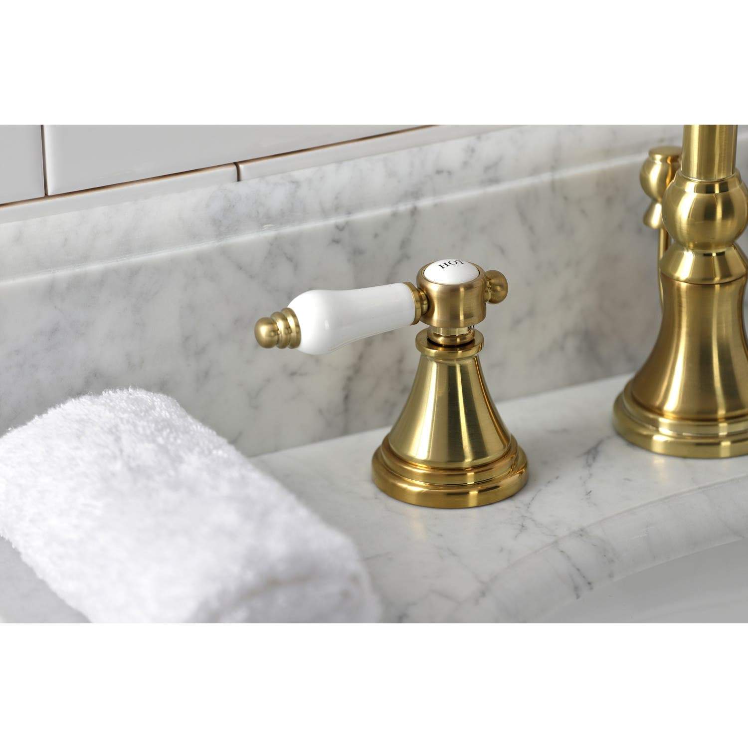 Kingston Brass KS298XBPL-P Bel Air Widespread Bathroom Faucet with Brass Pop-Up