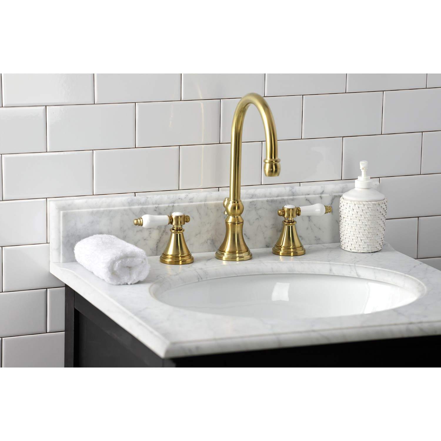 Kingston Brass KS298XBPL-P Bel Air Widespread Bathroom Faucet with Brass Pop-Up