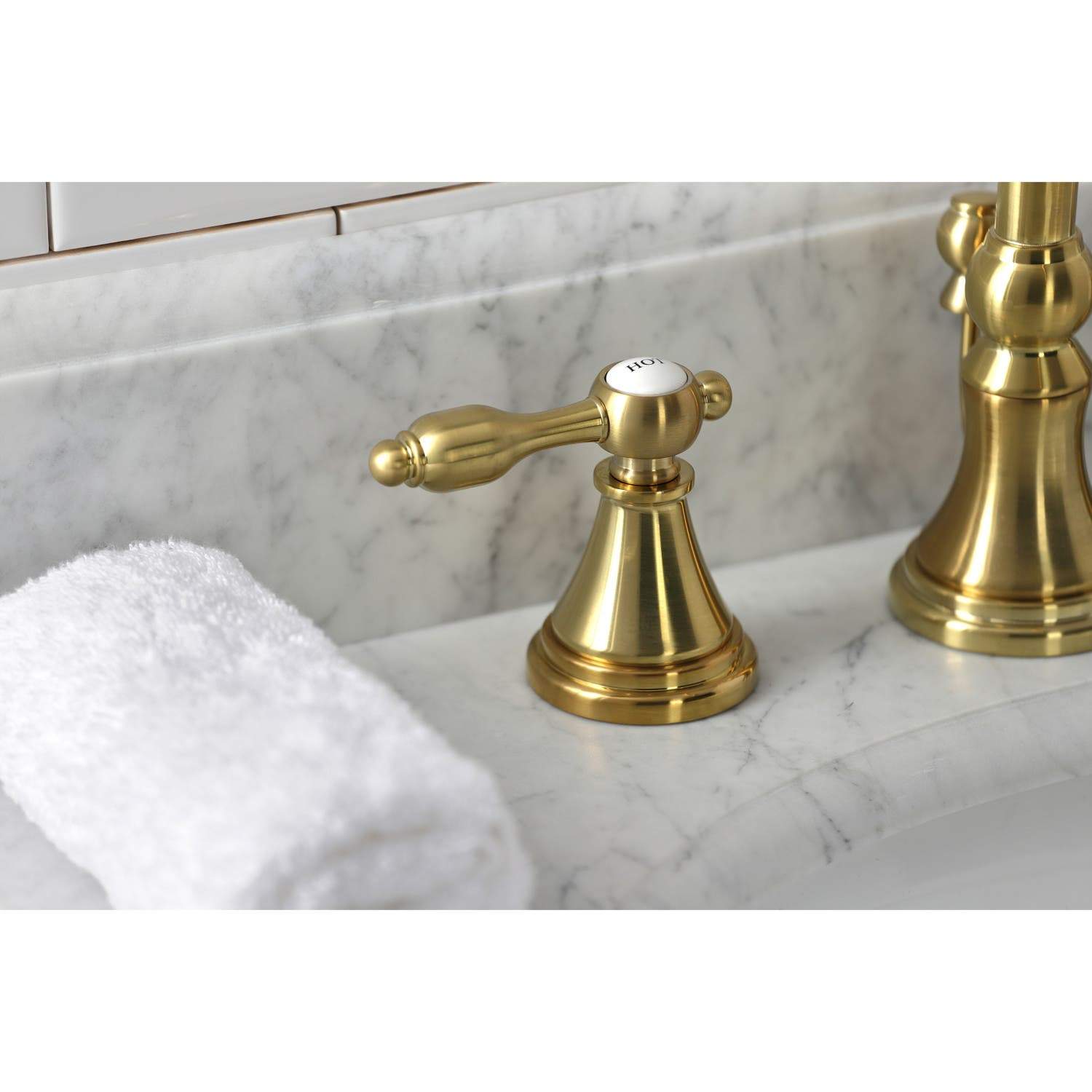 Kingston Brass KS298XTAL-P Tudor Widespread Bathroom Faucet with Brass Pop-Up