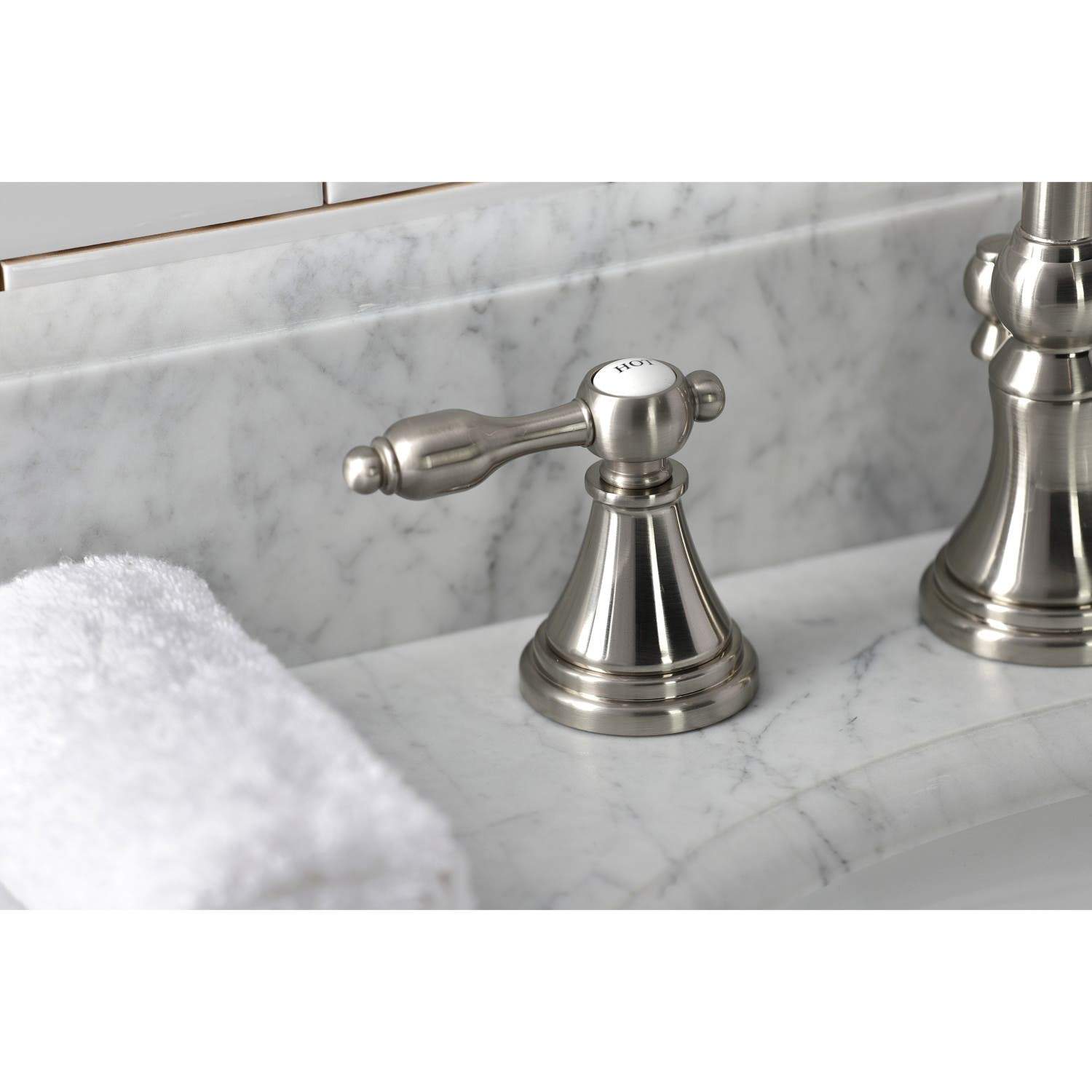 Kingston Brass KS298XTAL-P Tudor Widespread Bathroom Faucet with Brass Pop-Up