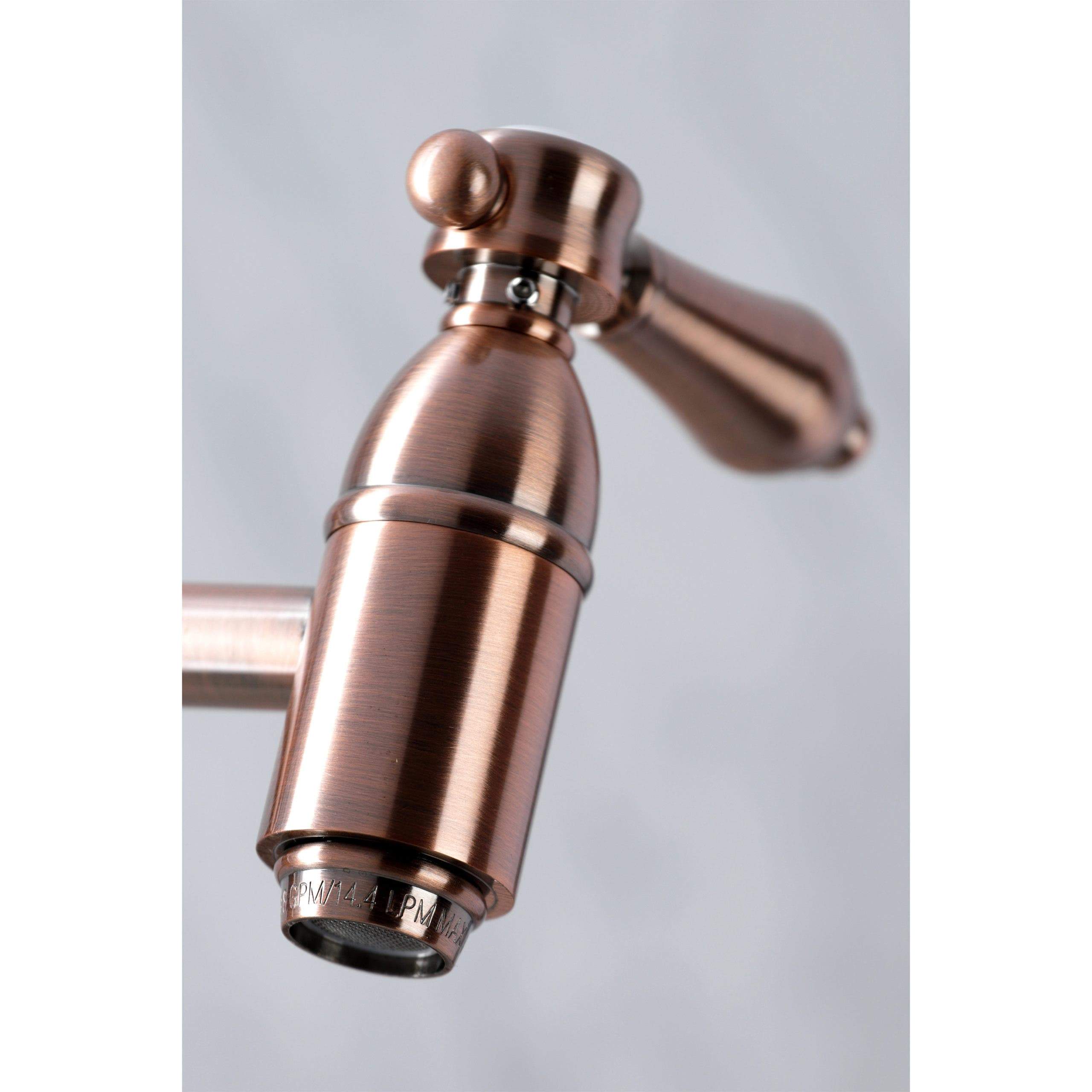 Kingston Brass KS310BALAC Heirloom Wall Mount Pot Filler Kitchen Faucet, Antique Copper