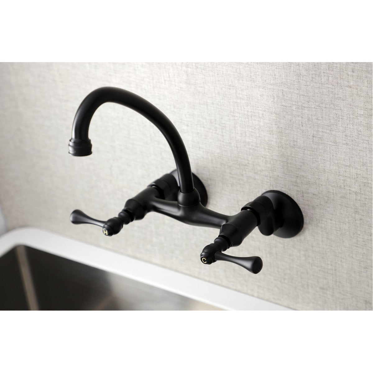 Kingston Brass Kingston Wall Mount 6-Inch Adjustable Center Kitchen Faucet