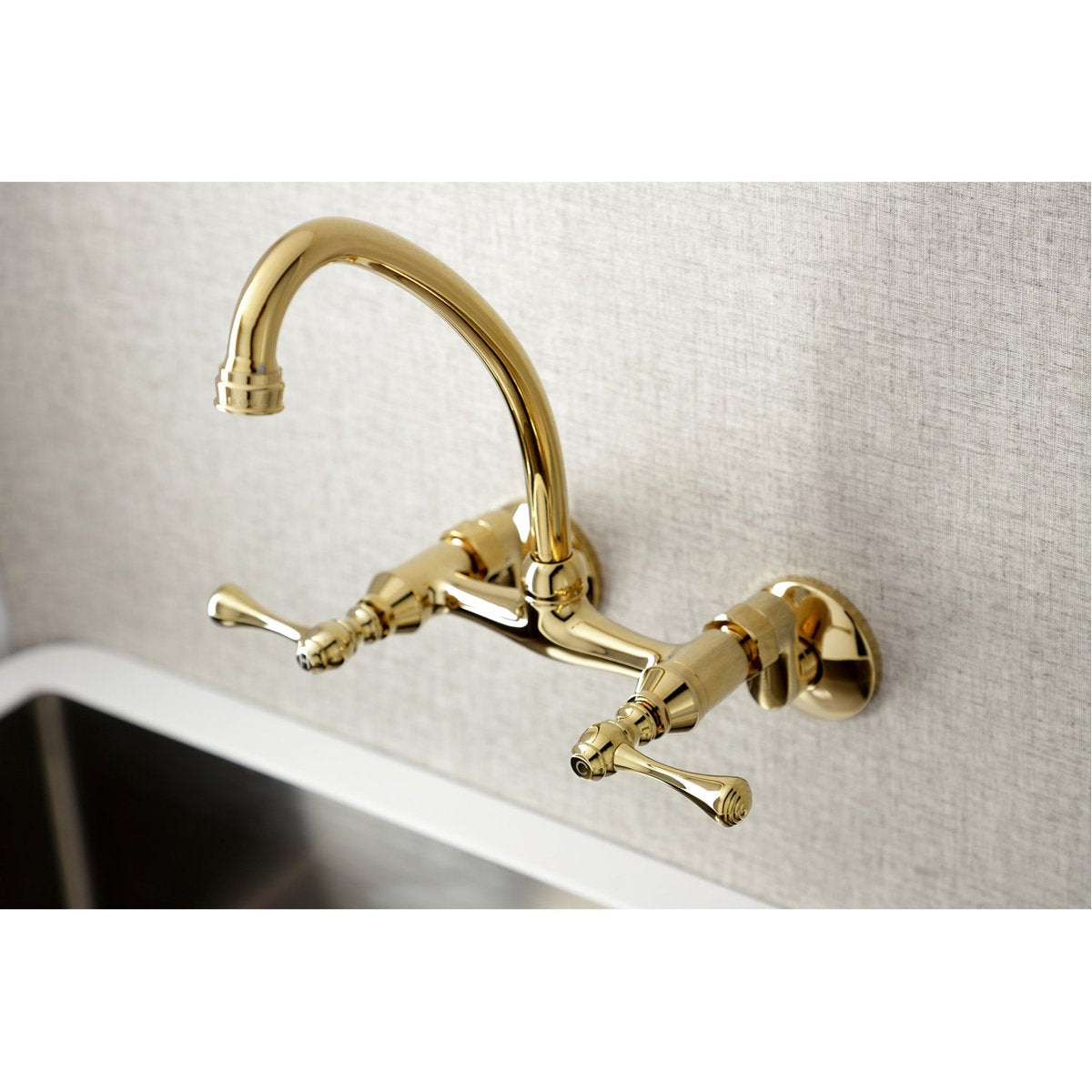 Kingston Brass Kingston Wall Mount 6-Inch Adjustable Center Kitchen Faucet