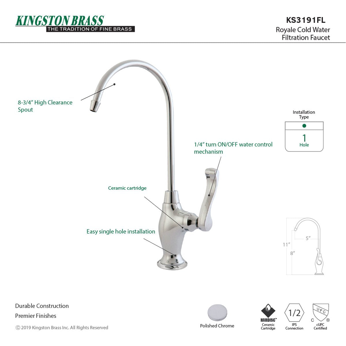 Kingston Brass Royale Single Handle Water Filtration Faucet