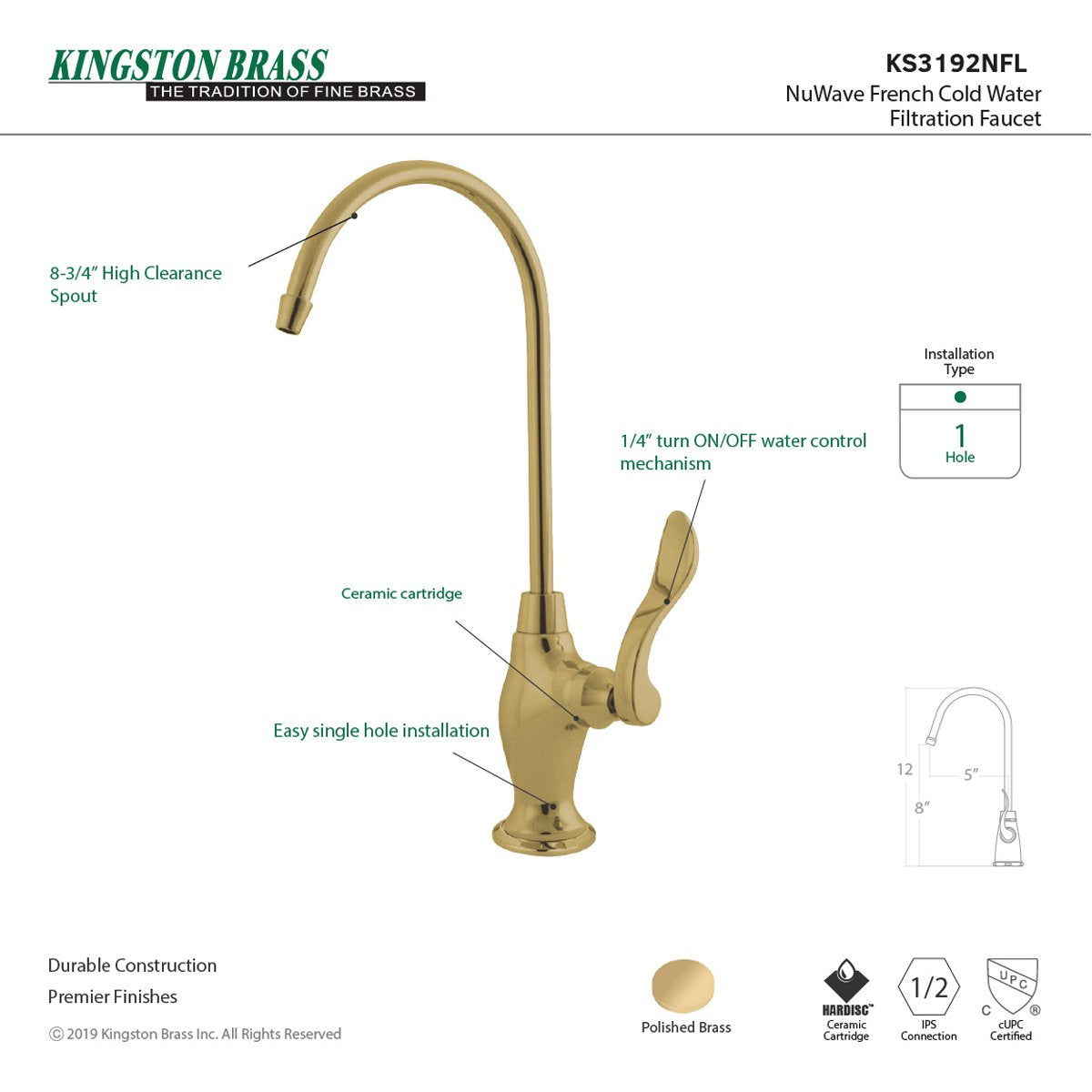 Kingston Brass NuWave French Single Handle Water Filtration Faucet