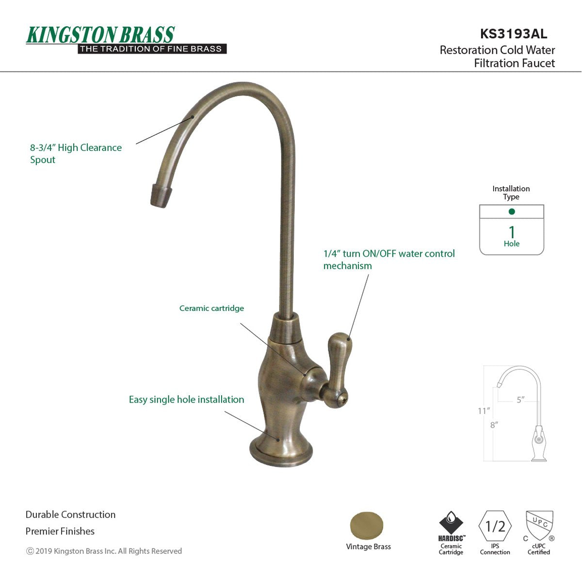 Kingston Brass Restoration Single-Handle Water Filtration Faucet