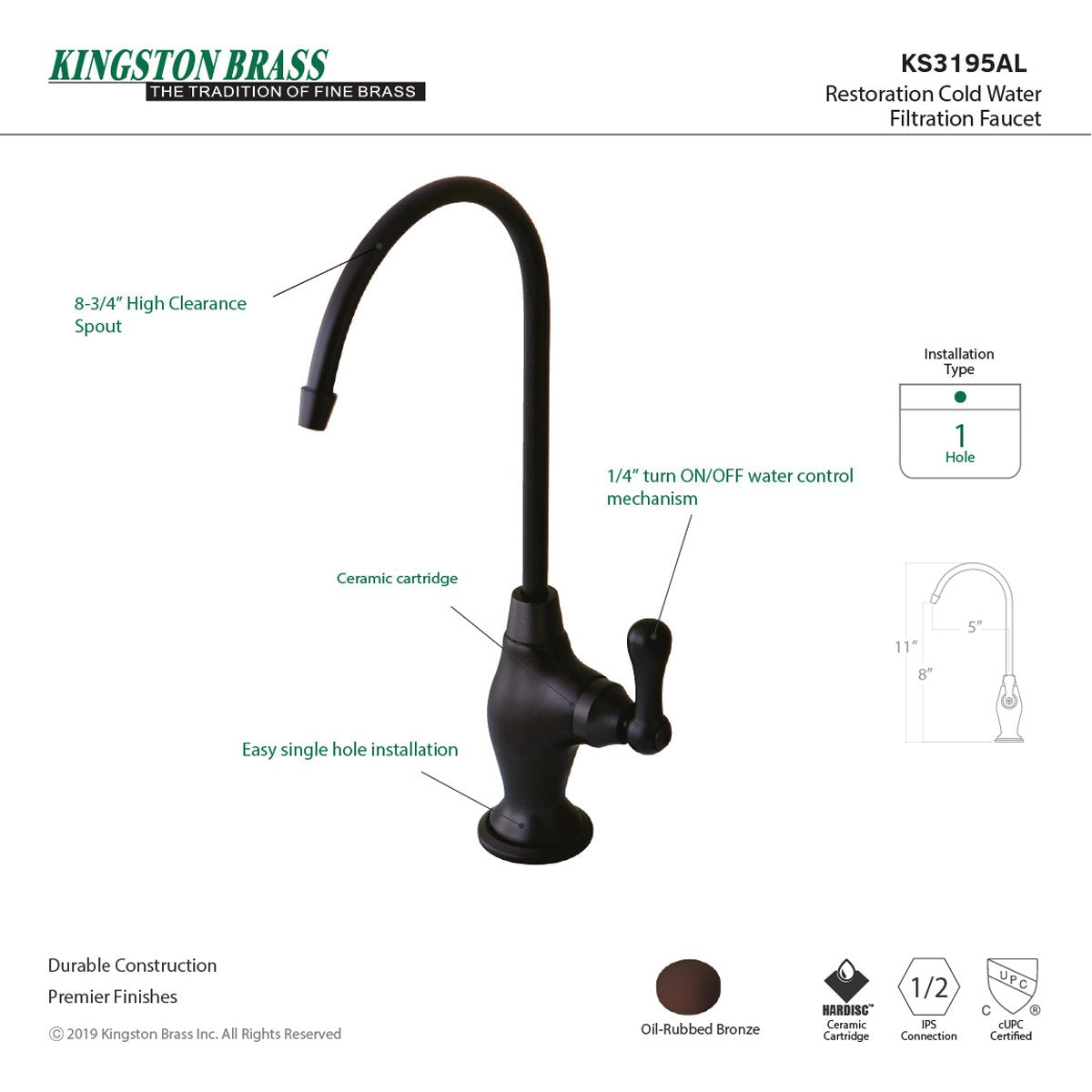Kingston Brass Restoration Single-Handle Water Filtration Faucet