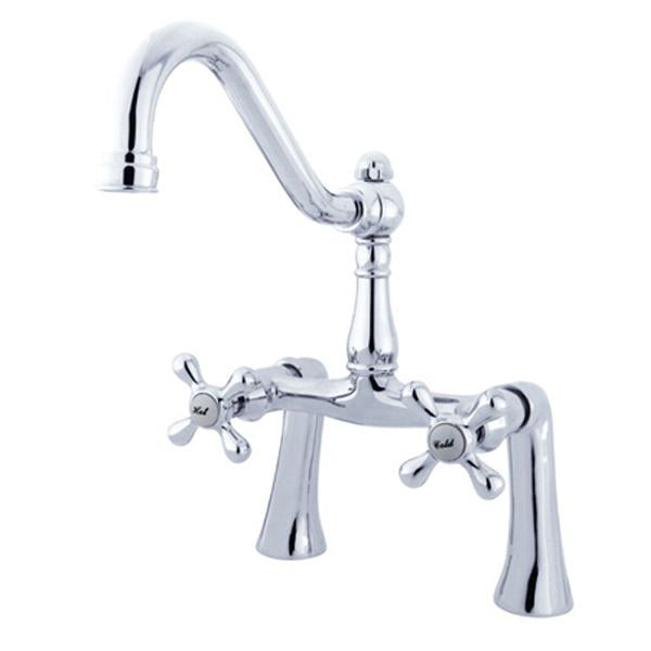 Kingston Brass Restoration Deck Mount Clawfoot Tub Filler in Polished Chrome-Tub Faucets-Free Shipping-Directsinks.
