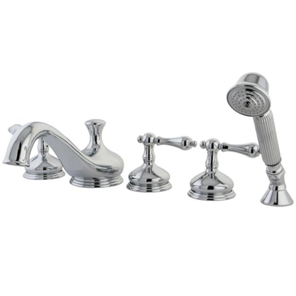 Kingston Brass Restoration Three Handle Roman Tub Filler with Hand Shower-Tub Faucets-Free Shipping-Directsinks.