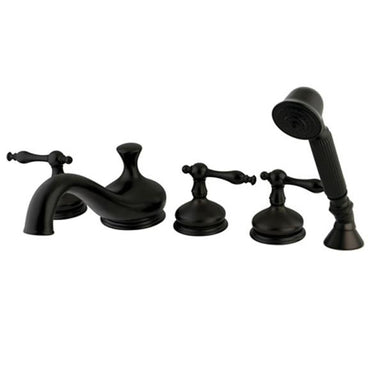 Kingston Brass Royale Classic Three Handle Roman Tub Filler with Hand Shower-Tub Faucets-Free Shipping-Directsinks.