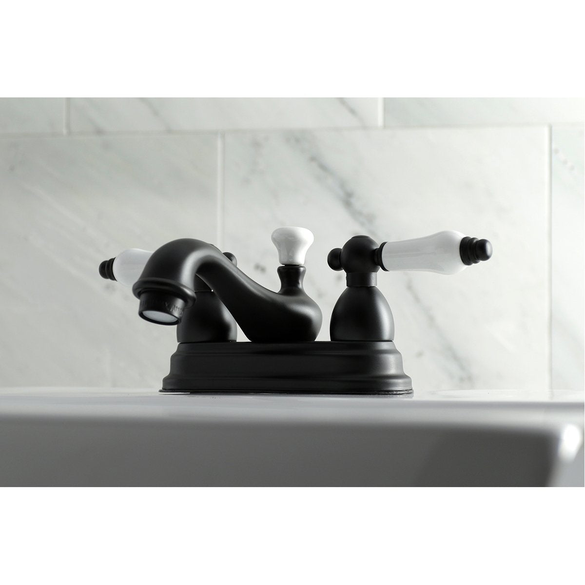 Kingston Brass Restoration Lever-Handle 4-Inch Centerset Bathroom Faucet