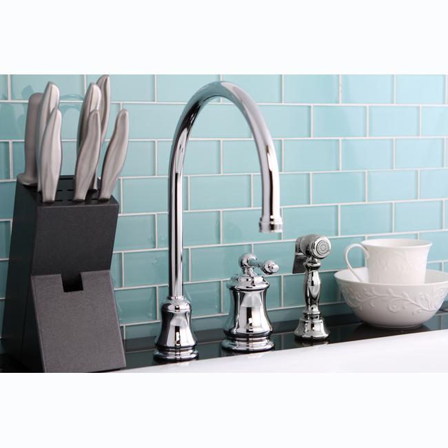 Kingston Brass Single Handle Widespread Kitchen Faucet with Brass Sprayer-Kitchen Faucets-Free Shipping-Directsinks.