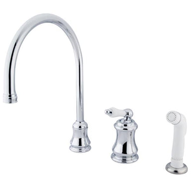 Kingston Brass Classic Single Handle Widespread Kitchen Faucet with Non-Metallic Sprayer-Kitchen Faucets-Free Shipping-Directsinks.