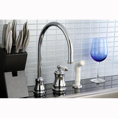 Kingston Brass Classic Single Handle Widespread Kitchen Faucet with Non-Metallic Sprayer-Kitchen Faucets-Free Shipping-Directsinks.