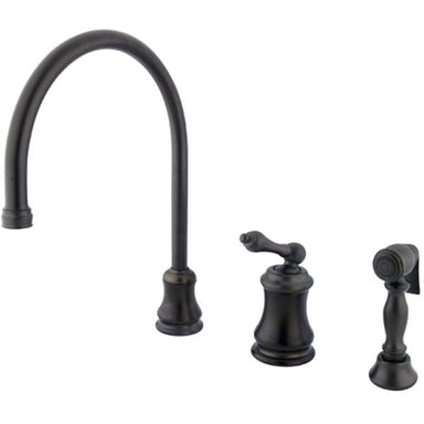 Kingston Brass Single Handle Widespread Kitchen Faucet with Brass Sprayer in Oil Rubbed Bronze-Kitchen Faucets-Free Shipping-Directsinks.