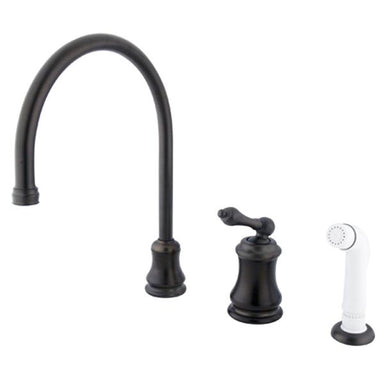 Kingston Brass Single Handle Widespread Kitchen Faucet with Non-Metallic Sprayer in Oil Rubbed Bronze-Kitchen Faucets-Free Shipping-Directsinks.