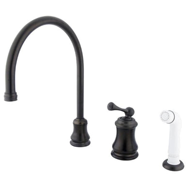 Kingston Brass KS3815BL Single Handle Widespread Kitchen Faucet with Non-Metallic Sprayer-Kitchen Faucets-Free Shipping-Directsinks.