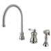 Kingston Brass Single Handle Widespread Kitchen Faucet with Brass Sprayer and Porcelain Lever Handle-Kitchen Faucets-Free Shipping-Directsinks.