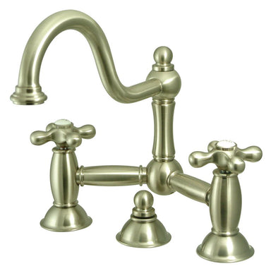 Kingston Brass Vintage Two-Handle Lavatory Bridge Faucet in Satin Nickel-Bathroom Faucets-Free Shipping-Directsinks.
