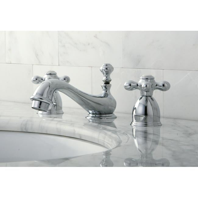 Kingston Brass Two Handle 4" to 8" Mini Widespread Lavatory Faucet with Brass Pop-up-Bathroom Faucets-Free Shipping-Directsinks.
