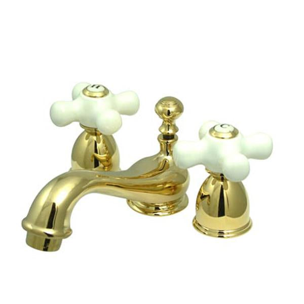 Kingston Brass Classic Two Handle 4" to 8" Mini Widespread Lavatory Faucet with Brass Pop-up-Bathroom Faucets-Free Shipping-Directsinks.