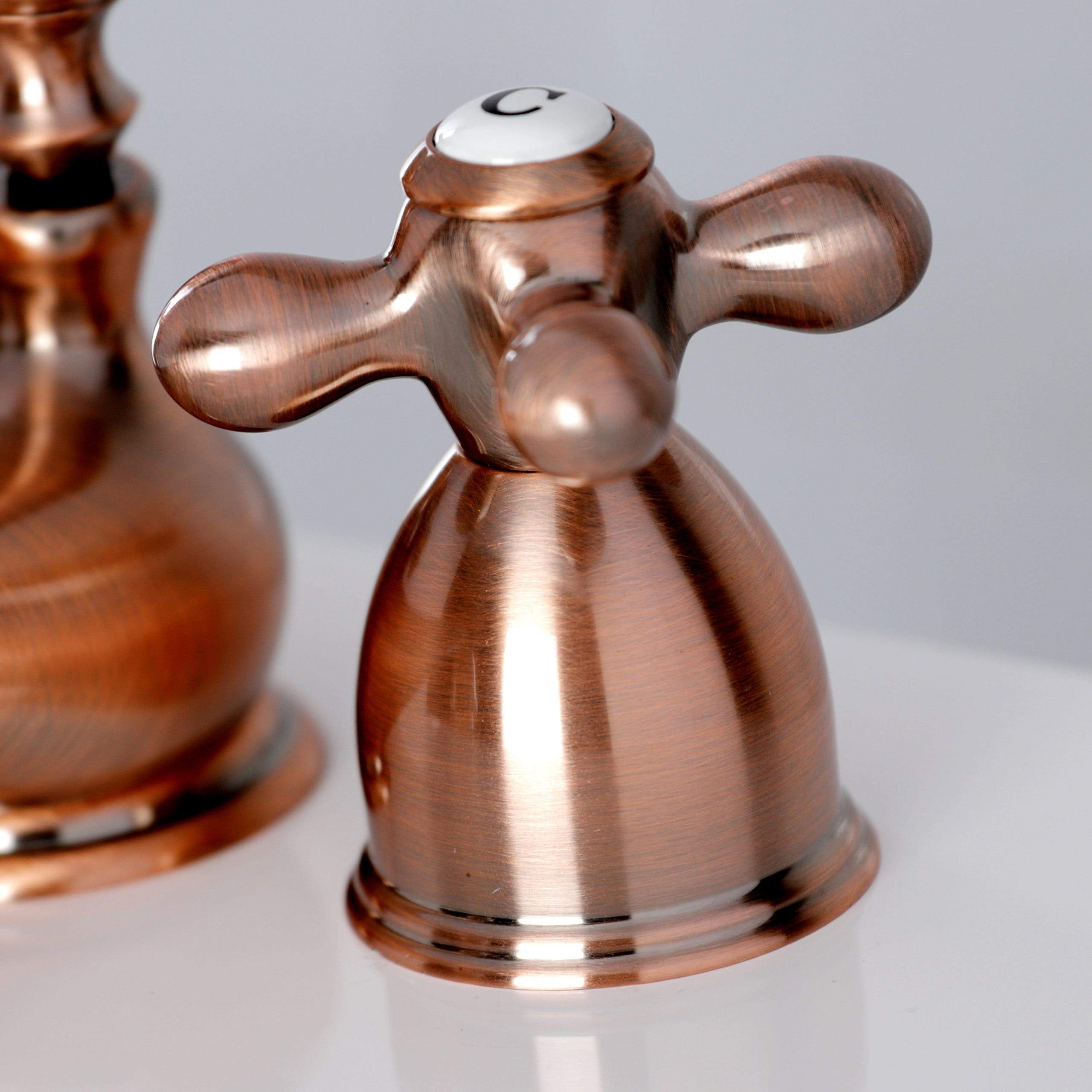 Kingston Brass KS395AXAC Restoration Mini-Widespread Bathroom Faucet, Antique Copper