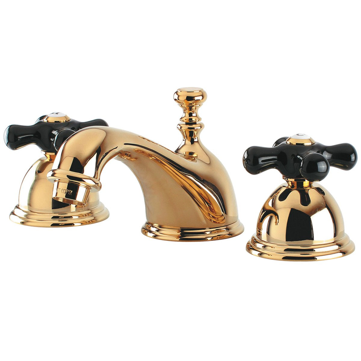Kingston Brass Restoration Onyx Widespread Lavatory Faucet with Black Porcelain Cross Handle-Bathroom Faucets-Free Shipping-Directsinks.