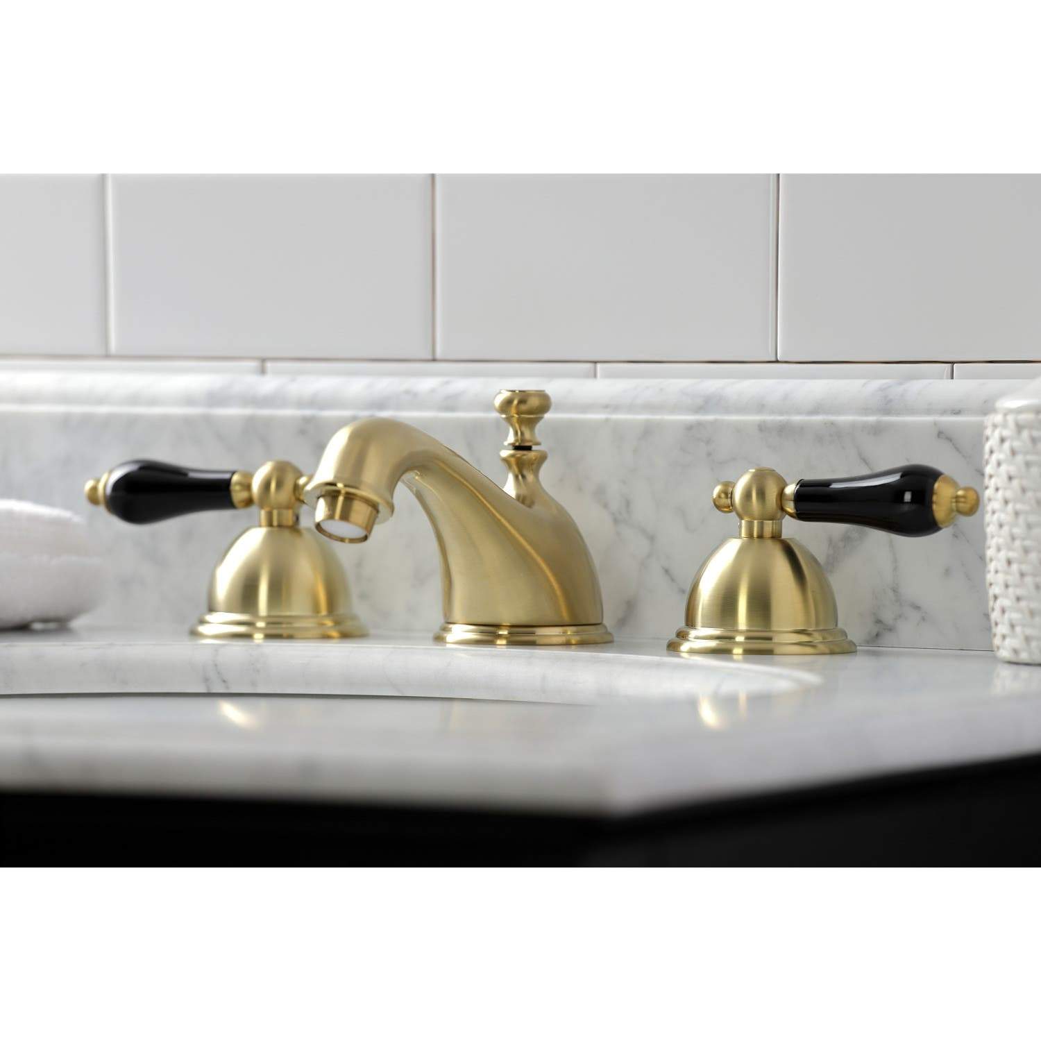 Kingston Brass KS396XPKL-P Duchess Widespread Bathroom Faucet with Brass Pop-Up