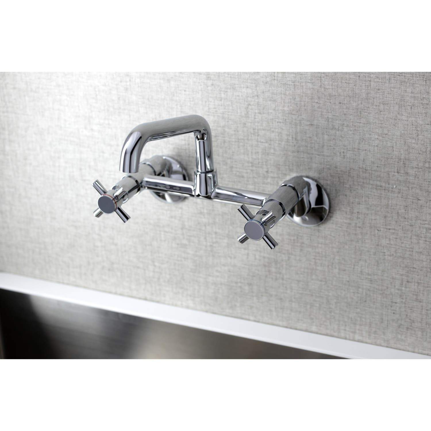 Kingston Brass KS423X-P Concord Two-Handle Wall-Mount Kitchen Faucet