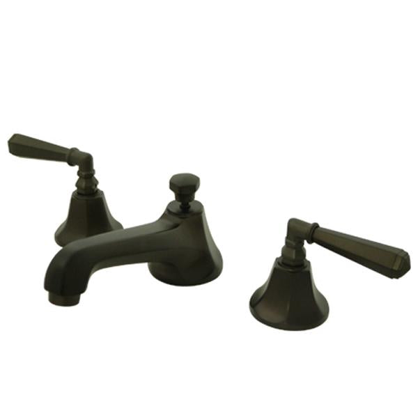 Kingston Brass Metropolitan Two Handle Deck Mount 8" to 16" Widespread Lavatory Faucet with Brass Pop-up-Bathroom Faucets-Free Shipping-Directsinks.