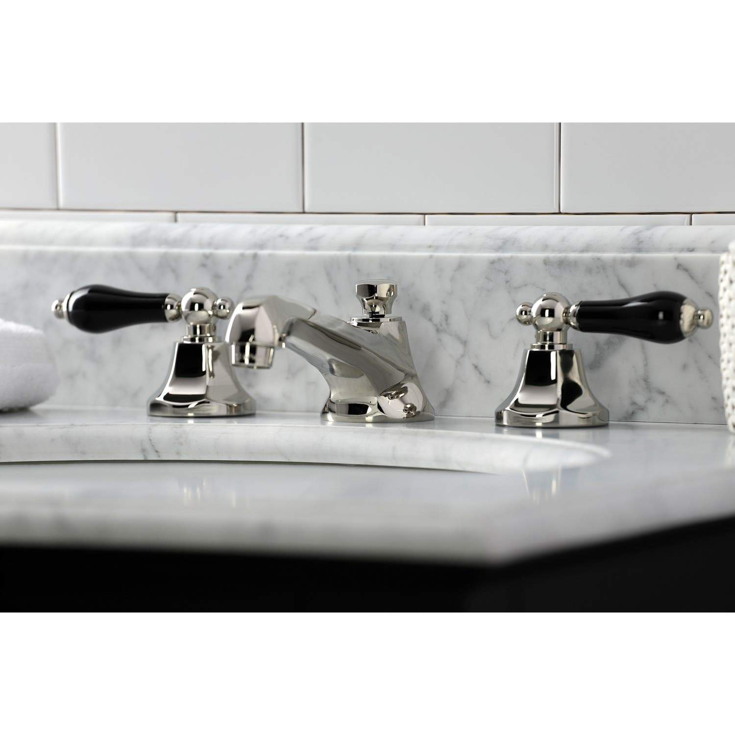 Kingston Brass KS446XPKL-P Duchess Widespread Bathroom Faucet with Brass Pop-Up