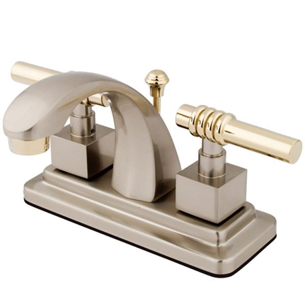 Kingston Brass Milano 4" Centerset Two Handle Lavatory Faucet with Brass Pop-up-Bathroom Faucets-Free Shipping-Directsinks.