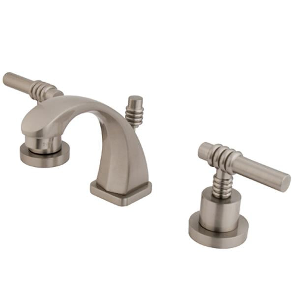 Kingston Brass Claremont Two Handle 4" to 8" Mini Widespread Lavatory Faucet with Brass Pop-up-Bathroom Faucets-Free Shipping-Directsinks.
