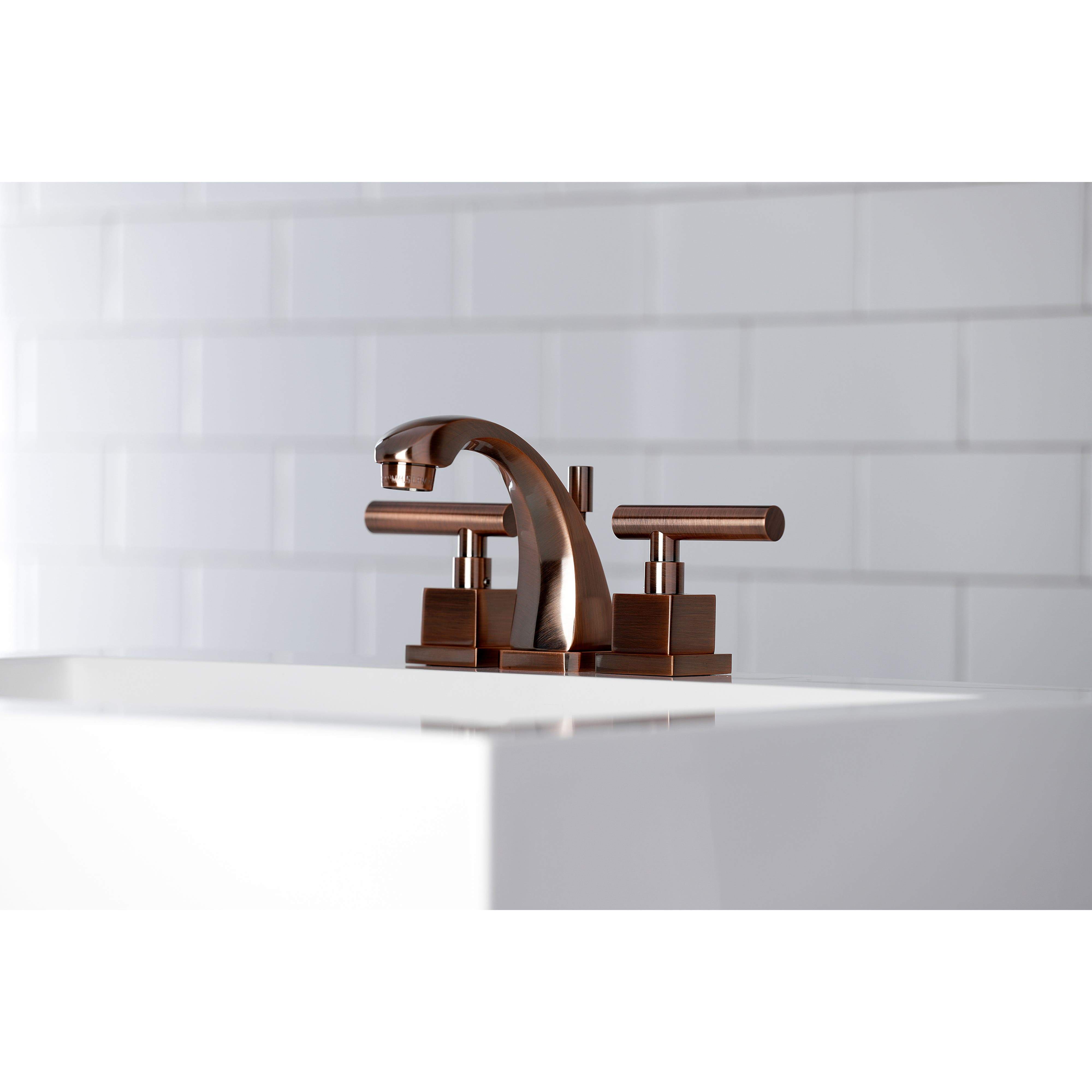 Kingston Brass KS494CQLAC Claremont 8 in. Widespread Bathroom Faucet, Antique Copper