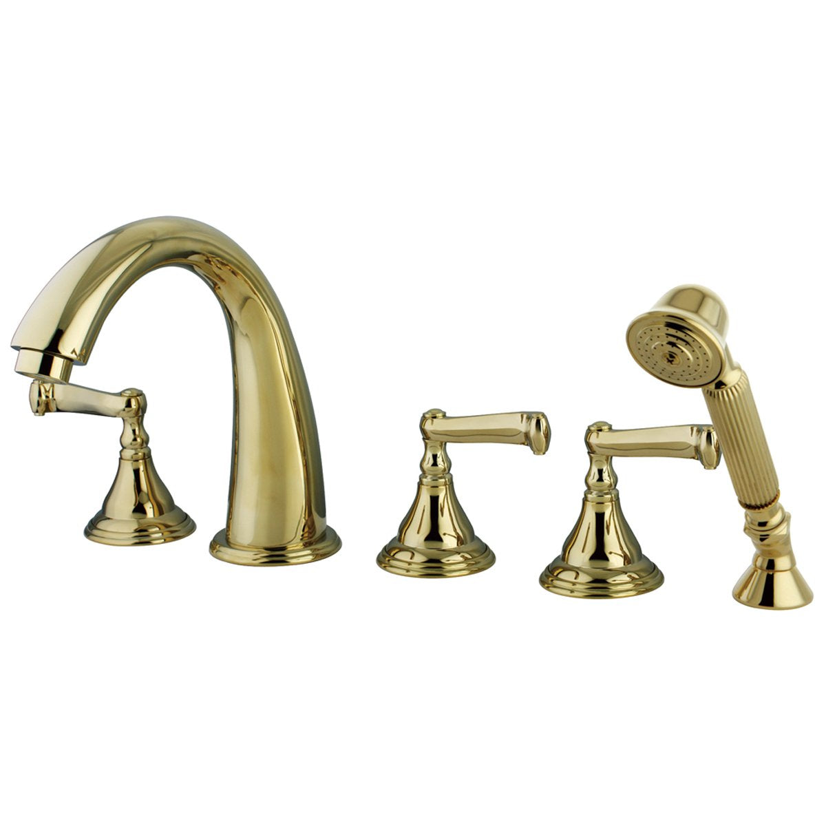 Kingston Brass Royale Roman Tub Filler with Hand Shower in Polished Brass-Tub Faucets-Free Shipping-Directsinks.