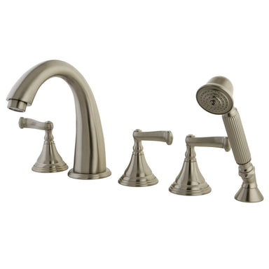 Kingston Brass Royale Roman Tub Filler with Hand Shower in Satin Nickel-Tub Faucets-Free Shipping-Directsinks.
