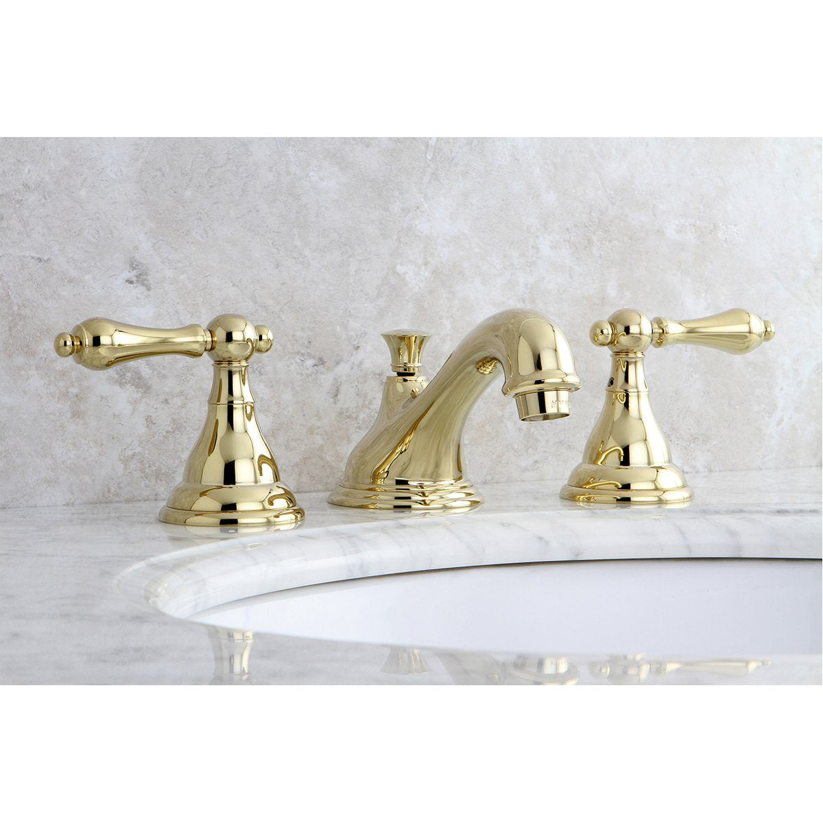 Kingston Brass 2-Handle 8-Inch Widespread Bathroom Faucet with Brass Pop-Up-DirectSinks