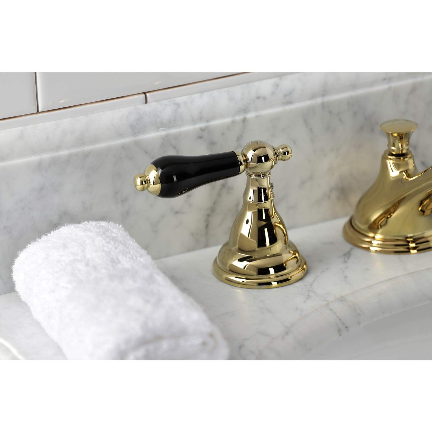 Kingston Brass KS556XPKL-P Duchess Widespread Bathroom Faucet with Brass Pop-Up