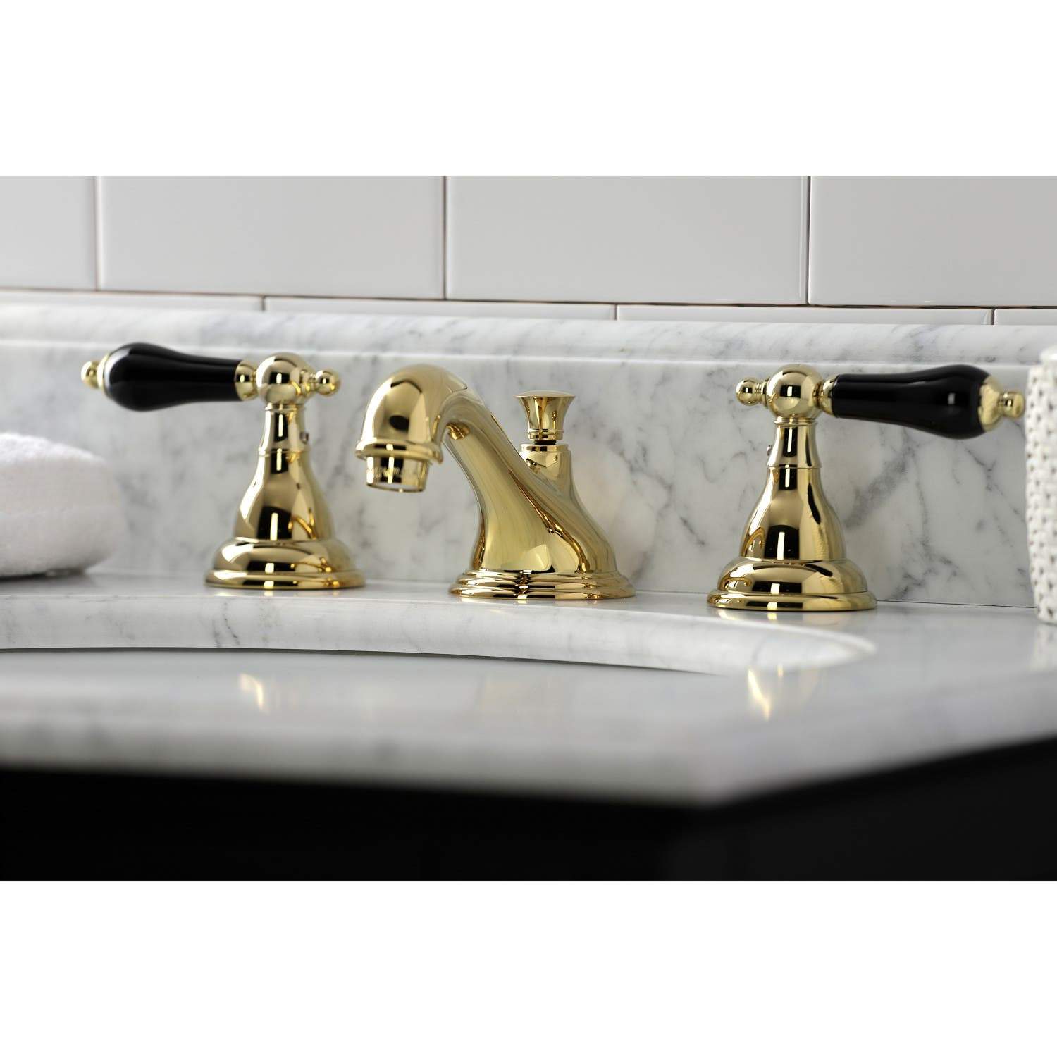 Kingston Brass KS556XPKL-P Duchess Widespread Bathroom Faucet with Brass Pop-Up