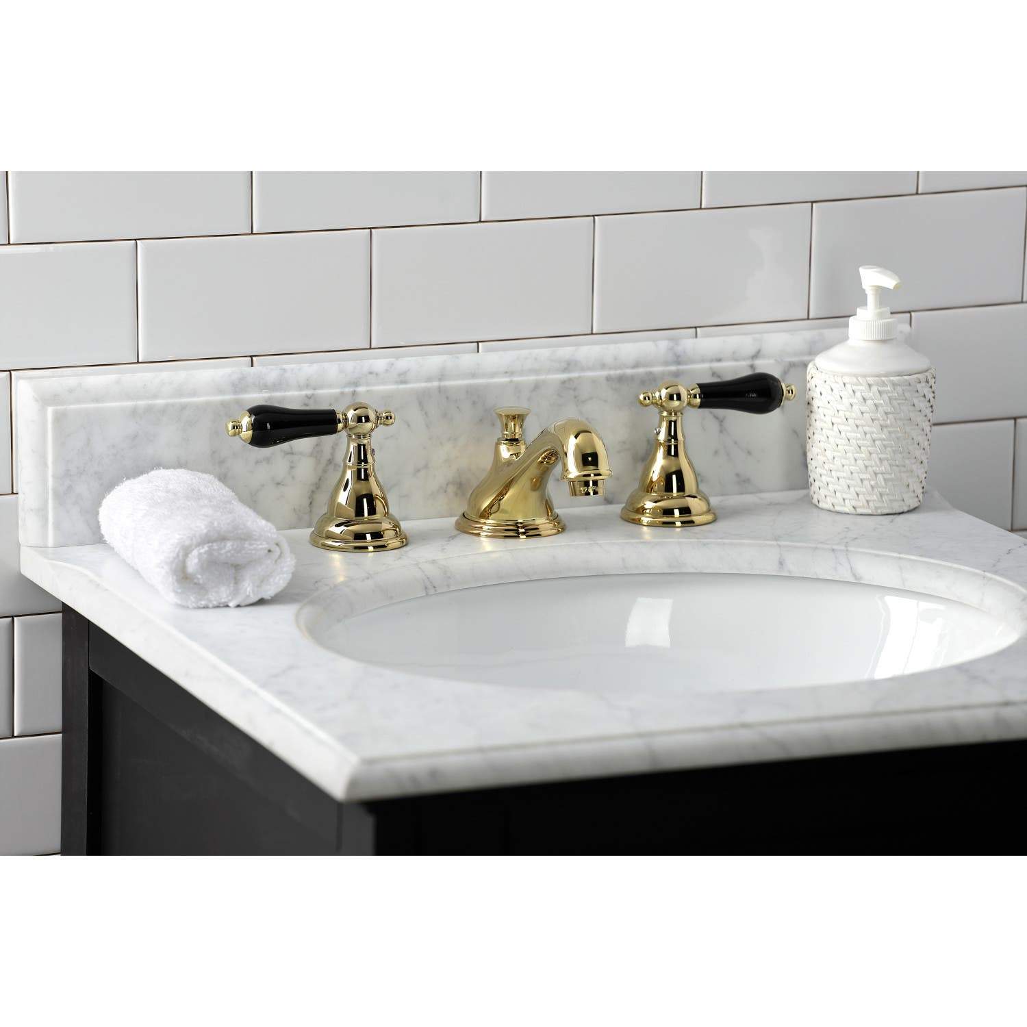 Kingston Brass KS556XPKL-P Duchess Widespread Bathroom Faucet with Brass Pop-Up