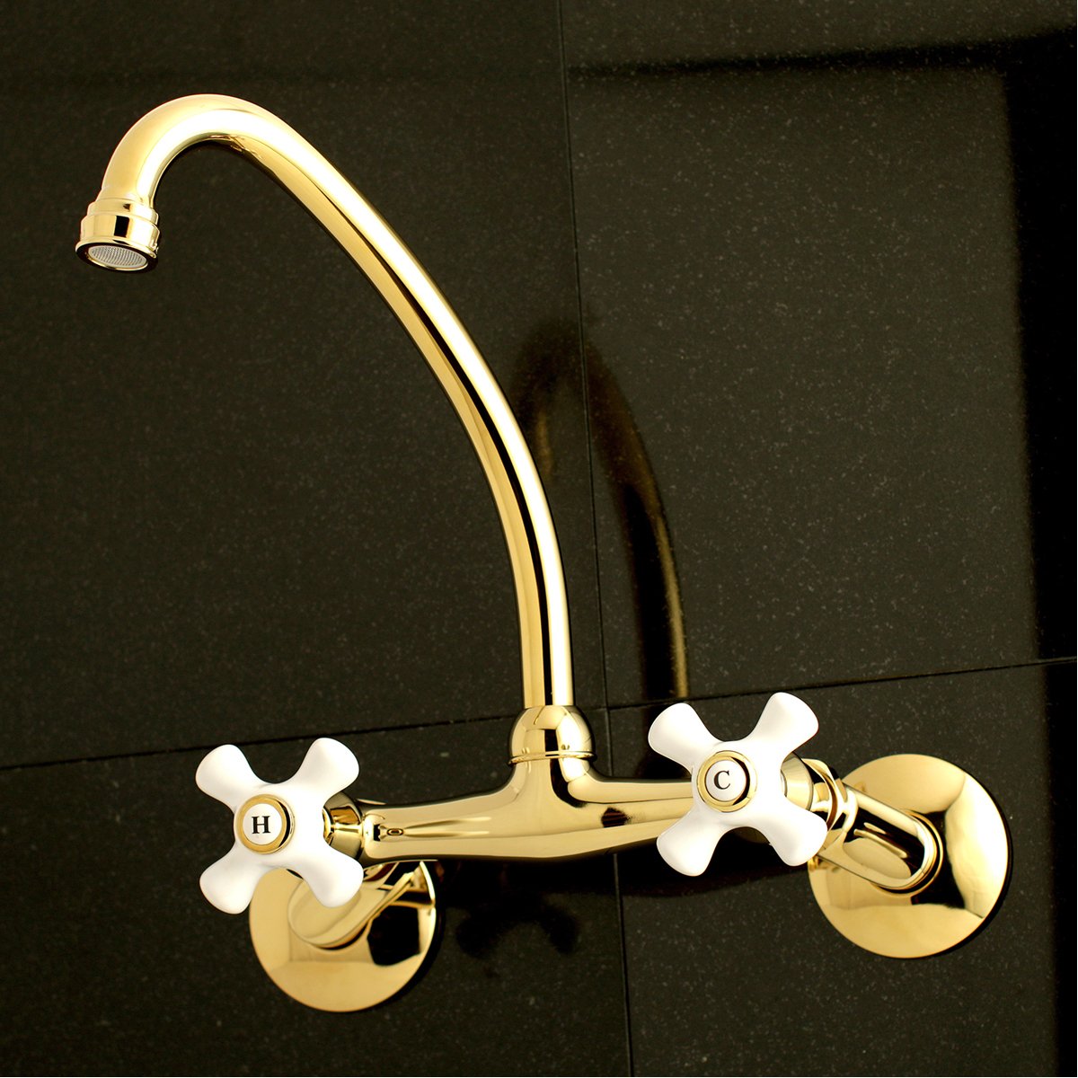 Kingston Brass 2-Hole 2-Handle Wall Mount Kitchen Faucet