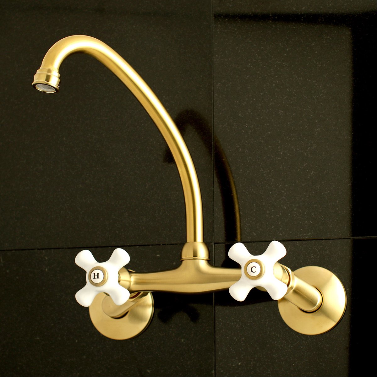 Kingston Brass 2-Hole 2-Handle Wall Mount Kitchen Faucet