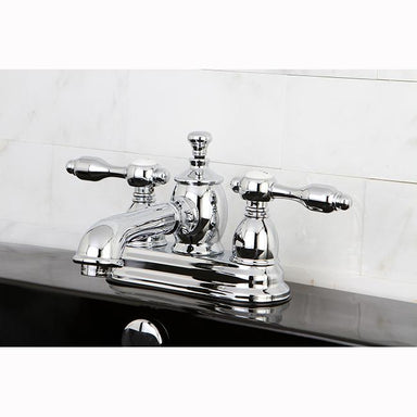 Kingston Brass KS7001TAL 4" Centerset Lavatory Faucet with Brass Pop-up in Chrome-Bathroom Faucets-Free Shipping-Directsinks.