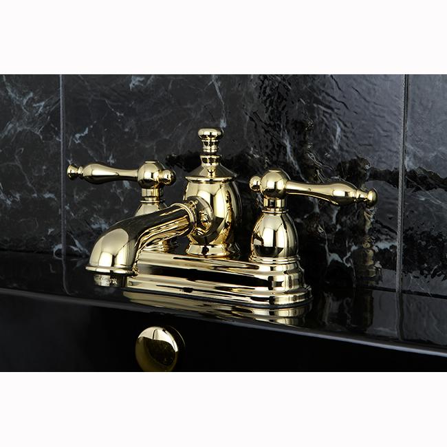 Kingston Brass Naples 4" Centerset Lavatory Faucet with Heritage Spout and Metal Lever Handle-Bathroom Faucets-Free Shipping-Directsinks.